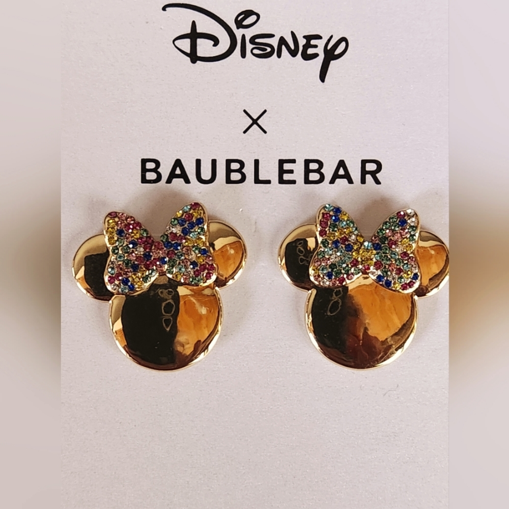 Disney x BaubleBar Gold Minnie Mouse Stud earrings Disney parks jewelry colorful